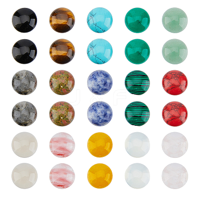 30Pcs 15 Style Natural & Synthetic Mixed Gemstone Cabochons G-FH0002-30-1