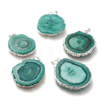 Dyed Natural Druzy Solar Quartz Crystal Pendants G-F693-01F-S-1
