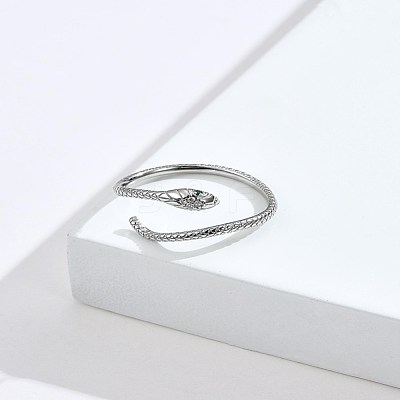 Rhodium Plated 925 Sterling Silver Cuff Rings RJEW-BB67113-1