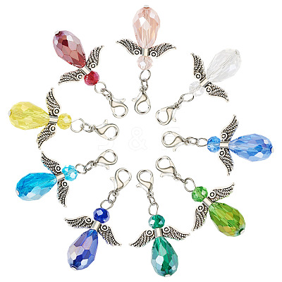 Angel Glass & Alloy Pendant Decoration HJEW-TAC0055-1