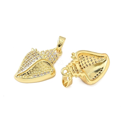 Brass Micro Pave Clear Cubic Zirconia Pendants KK-B139-06G-1