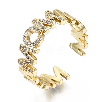 Brass Micro Pave Clear Cubic Zirconia Cuff Rings RJEW-S044-109-NF-1