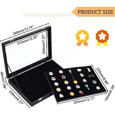 Wood Pin Display Case CON-WH0084-31-1