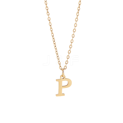 304 Stainless Steel Letter Pendant Necklaces NJEW-LP0001-53P-G-1