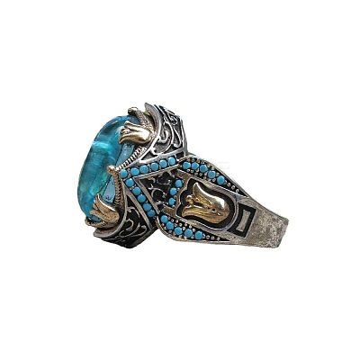 Oval Alloy with Glass Finger Rings FS-WG0E890-01-1