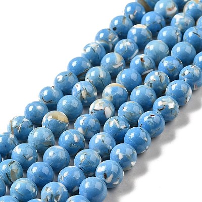 Synthetic Turquoise and Sea Shell Assembled Beads Strands G-D482-01E-04-1