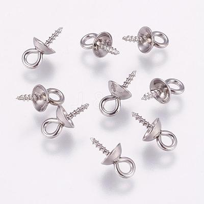 Tarnish Resistant 201 Stainless Steel Peg Bails Pendants for Half-driled Beads STAS-K148-12B-1