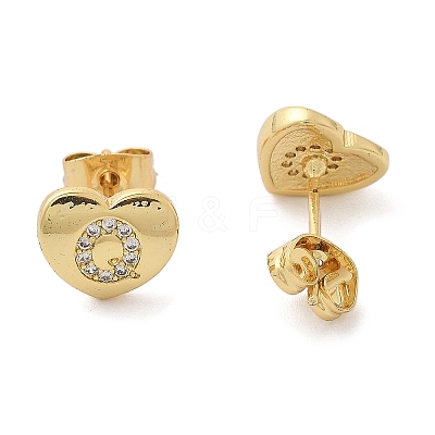 Rack Plating Brass Micro Pave Clear Cubic Zirconia Stud Earrings EJEW-K299-01G-Q-1