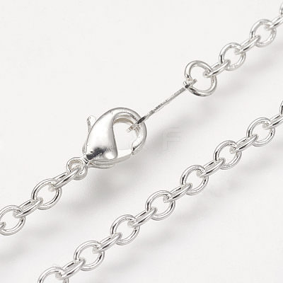 Brass Cable Chain Necklaces NJEW-R165-09S-1