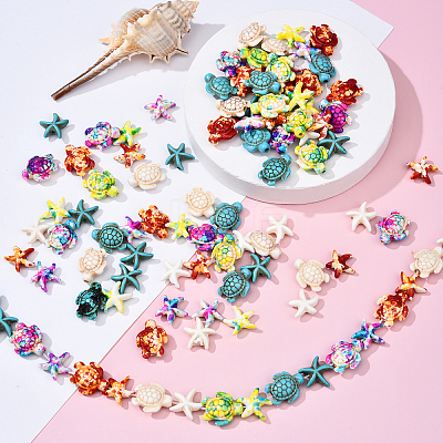100Pcs 10 Colors Synthetic Turquoise Beads G-YW0002-01A-1