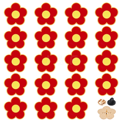 20Pcs Flower Alloy Enamel Brooch JEWB-FG0001-66-1