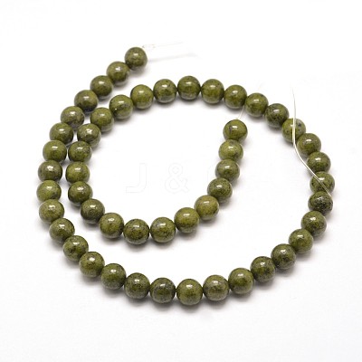 Round Natural Green Granite Beads Strands G-I125-77-8mm-1