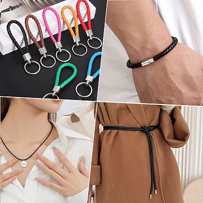 1 Roll Round Braided Cowhide Leather Cord NWIR-CL0001-01A-1