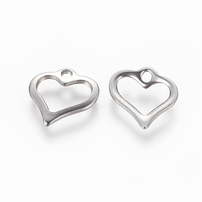 Tarnish Resistant 201 Stainless Steel Open Heart Charms STAS-L233-022P-1