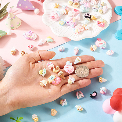 70Pcs 7 Styles Resin Cabochons RESI-TA0004-06-1