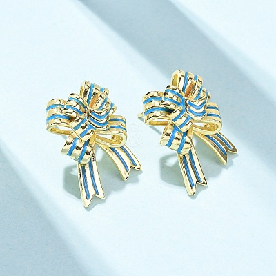 Bowknot Brass Stud Earrings LS-EJEW-Z156-01G-1