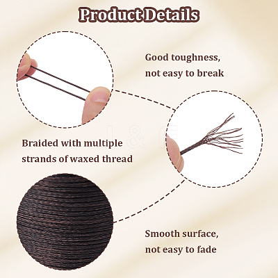 3 Rolls Flat Waxed Polyester Thread String YC-CL0001-02B-1