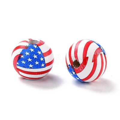 Independence Day Natural Wood Beads WOOD-K006-B01-1