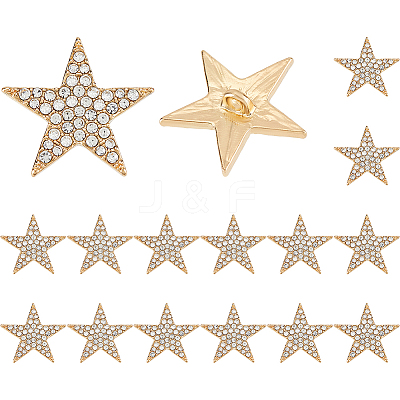 16Pcs Alloy Rhinestone Buttons BUTT-FH0001-031A-1