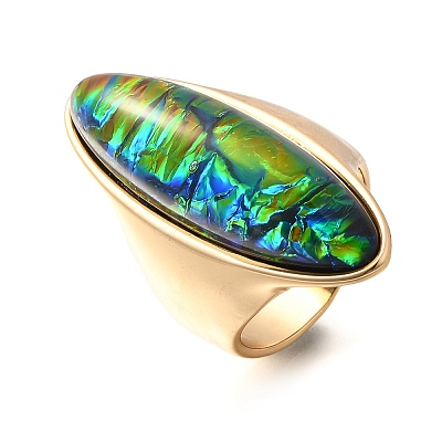 Resin Horse Eye Finger Rings RJEW-R006-01G-02-1