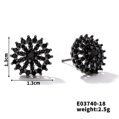 Chic Brass Cubic Zirconia Stud Earrings ZD1304-10-1