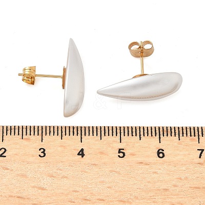 304 Stainless Steel Plastic Imitation Pearl Stud Earrings EJEW-R030-01G-01-1