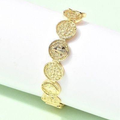 Religion Brass Open Cuff Bangles BJEW-K296-02A-G-1