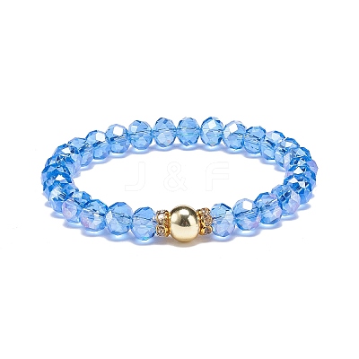 4Pcs 4 Style Glass & Rhinestone Beaded Stretch Bracelets Set for Women BJEW-JB08803-1