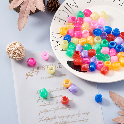 80Pcs 8 Colors Acrylic European Beads MACR-MP0001-01-1