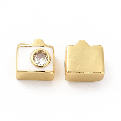 Brass Micro Pave Cubic Zirconia Beads KK-I699-02G-A-1