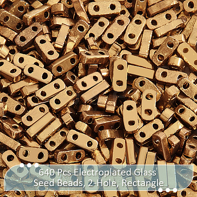 640Pcs Electroplated Glass Seed Beads SEED-NB0002-05C-1