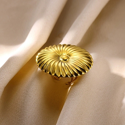 304 Stainless Steel Open Cuff Ring for Women RJEW-Z088-02G-04-1