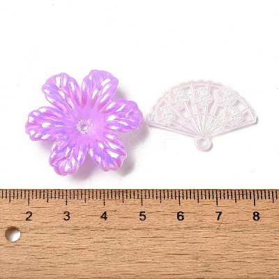 Rainbow Iridescent Plating Acrylic Beads OACR-U006-01G-1