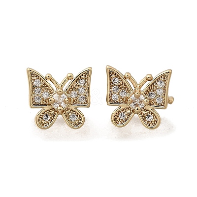 Brass Micro Pave Clear Cubic Zirconia Slide Charms KK-Z126-20G-1