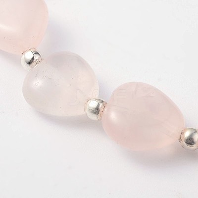 Heart Rose Quartz Stretch Bracelets BJEW-JB02066-03-1