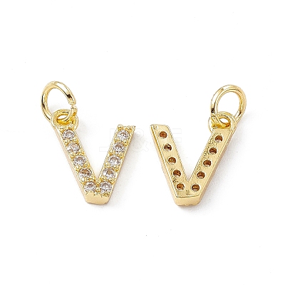 Real 18K Gold Plated Brass Micro Pave Clear Cubic Zirconia Charms KK-E068-VB452-V-1