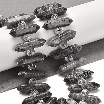 Natural Map Stone Double Terminated Point Beads Strands G-H069-B09-01-1