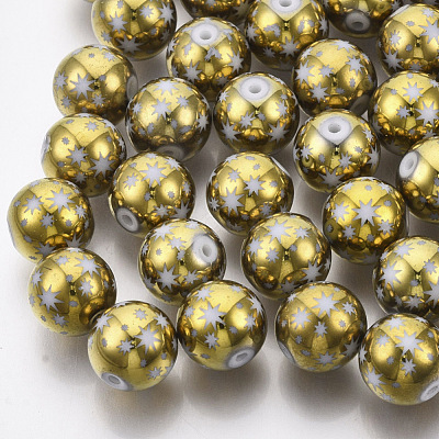 Christmas Electroplate Glass Beads X-EGLA-R113-07C-1