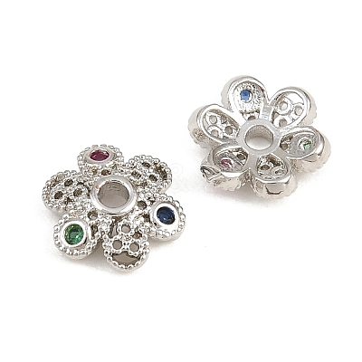 Brass Micro Pave Cubic Zirconia Bead Caps CU-CBA6A75-33P-1