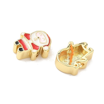 Christmas Brass Enamel Beads KK-I474-G28-1