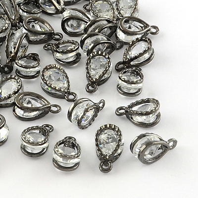 Teardrop Alloy Charms ZIRC-R007-038A-01-1