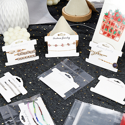 100Pcs Paper Bracelet Display Cards CDIS-WH0027-11B-01-1
