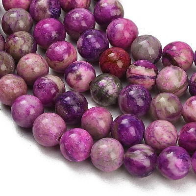 Dyed Natural White JadeImitation Charoite Smooth Round Beads Strands GG-CBA3334-A01-8mm-A-1