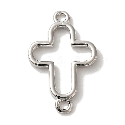 Rack Plating Brass Cross Outline Connector Charms Links KK-U027-05P-1