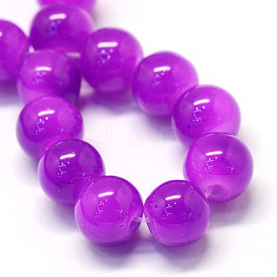 Baking Paint Imitation Jade Glass Round Bead Strands X-DGLA-Q021-6mm-27-1