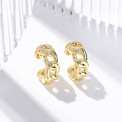 Rack Plating Brass Micro Pave Clear Cubic Zirconia Cuff Earrings EJEW-H147-11G-1