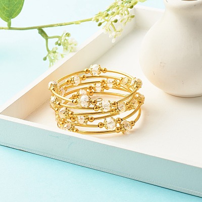 Bling Glass Beaded Wrap Bracelet BJEW-JB07746-04-1