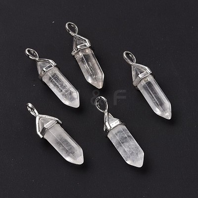 Natural Quartz Crystal Pointed Pendants G-K329-53P-1