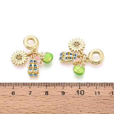 Brass Micro Pave Colorful Cubic Zirconia and Enamel European Dangle Charms KK-T079-80G-1