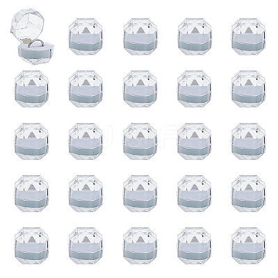 50Pcs Octagonal Transparent Plastic Ring Boxes OBOX-DC0001-02A-1